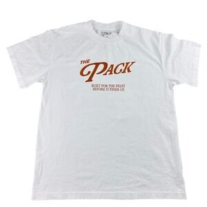 The Pack T-Shirt Men S White Cerberus Print Three Headed Dog Graphic 100% Cotton